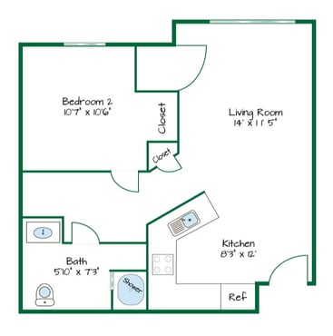 Assisted Living Floor Plan One Bedroom Example-1