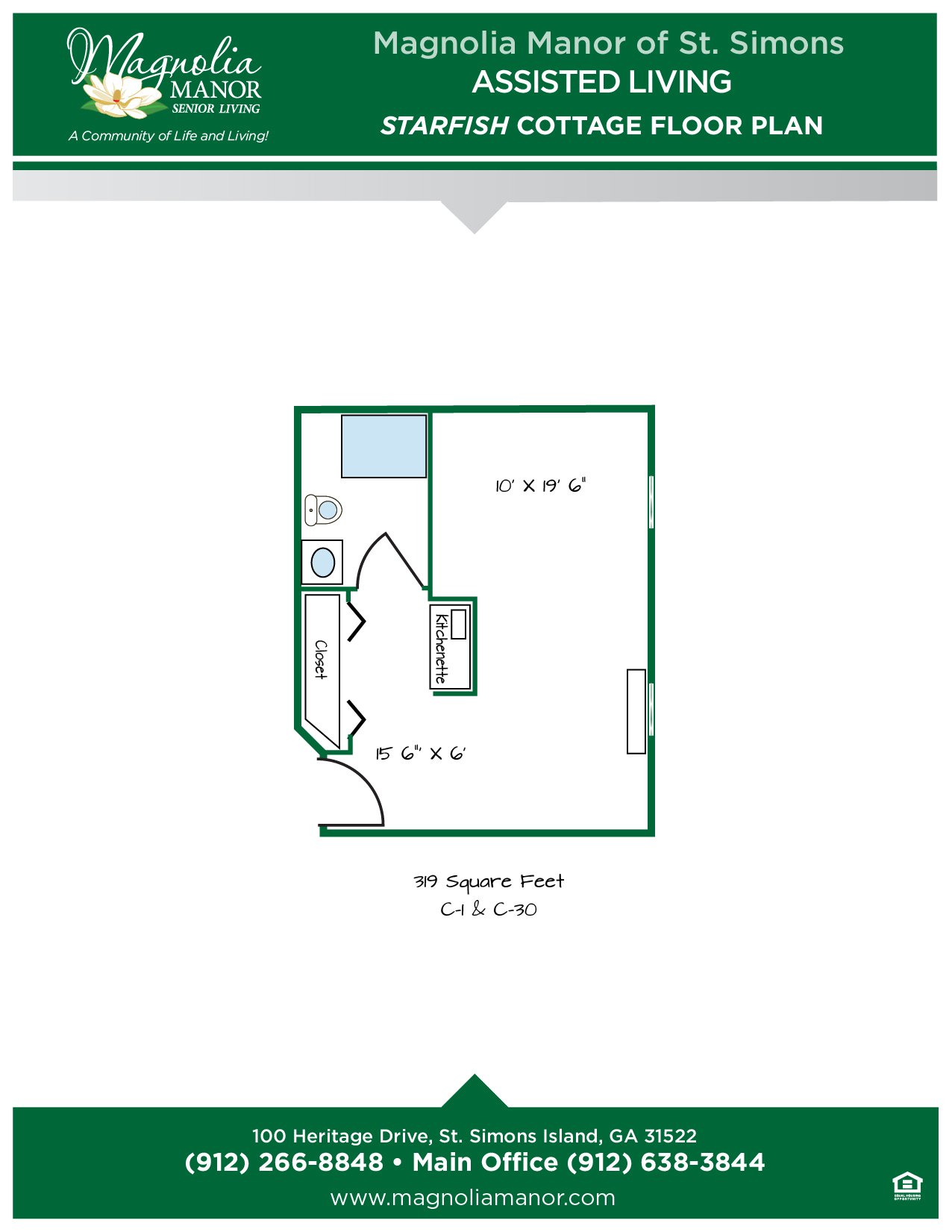St Simons Island Assisted Living Cottage Starfish Floor Plan