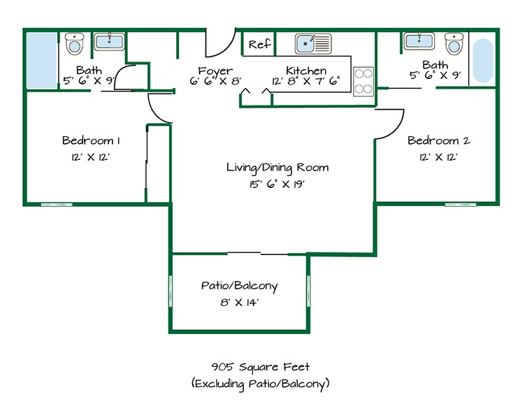 Two Bedroom Apartments with balcony