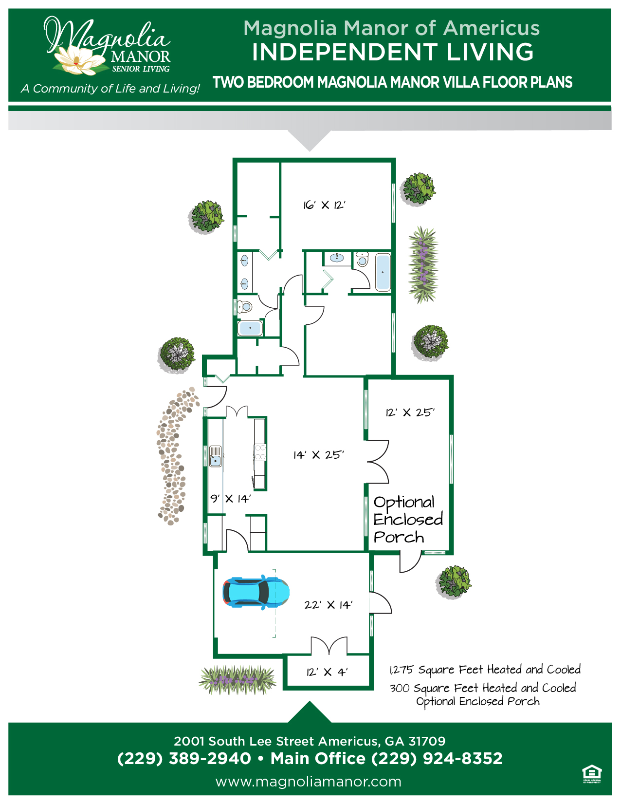 01865 AMERICUS IL Two Bedroom VILLA Floor Plan 2023 (NEW)